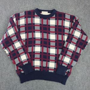 Lord Jeff VTG Heavy Plaid Knit Sweater Made in USA, Cotton, Academia, Americana